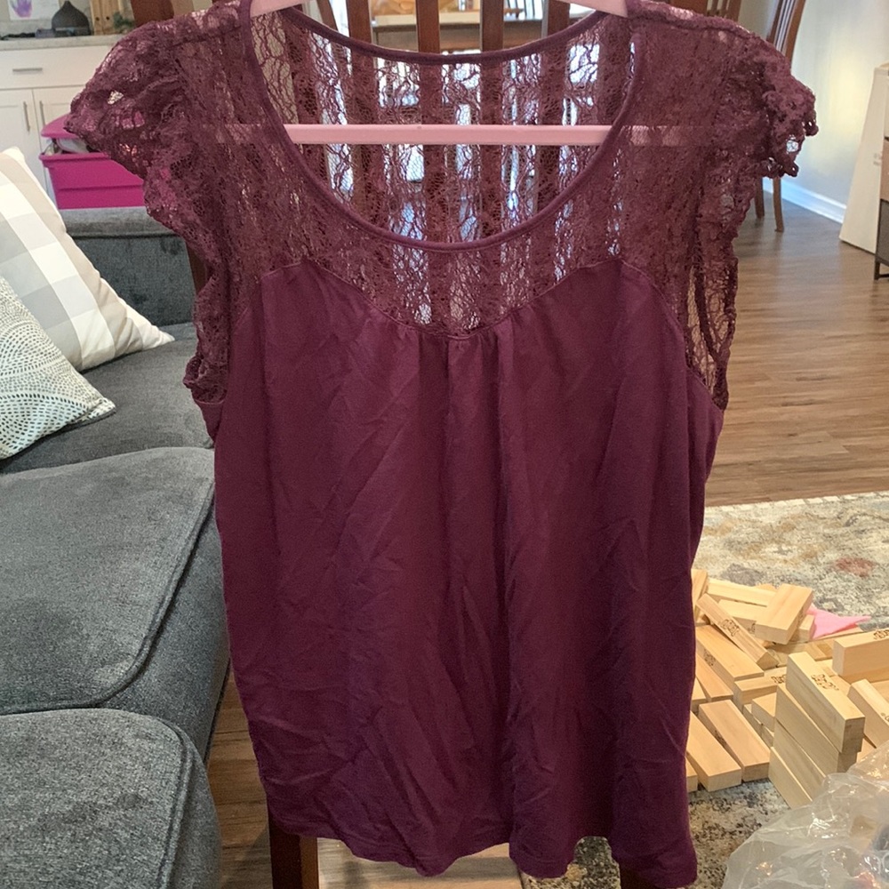 Purple with lace womens top size XL